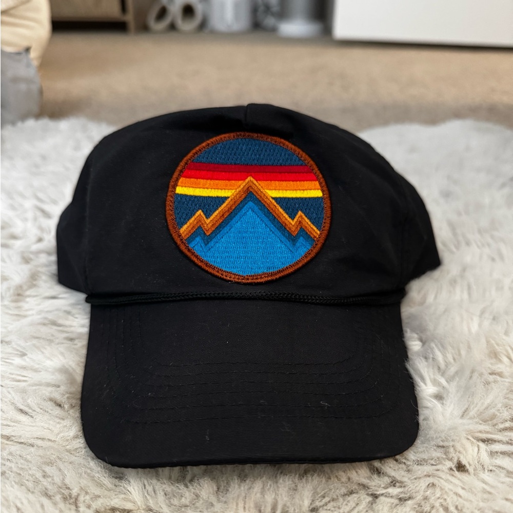 Barely worn, Aviator Nation Black Cap with Colorful Patch